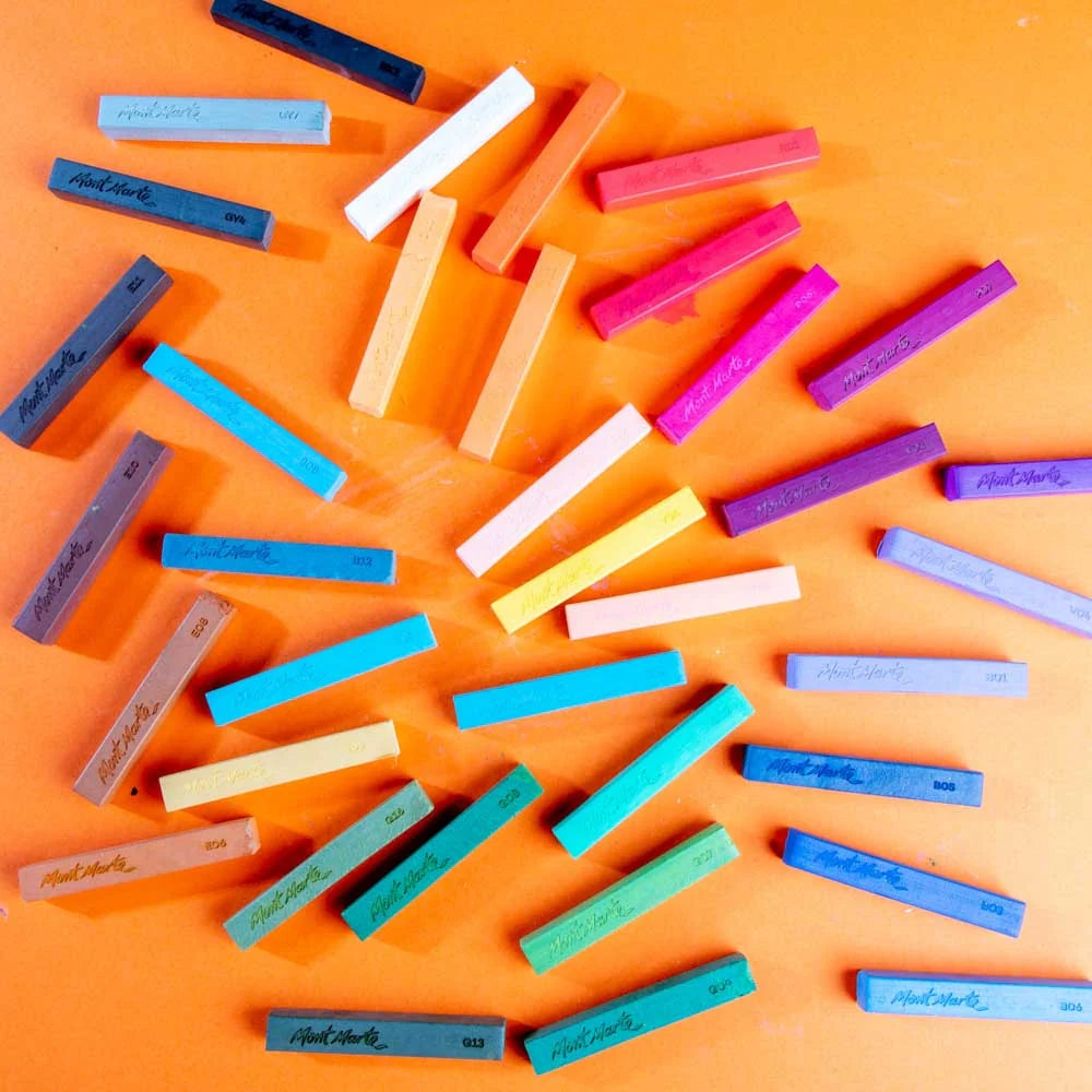 Mont Marte Weiche Pastellkreiden 36 Farben im Metallkasten
