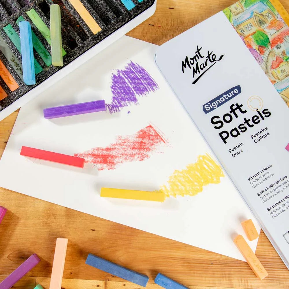 Mont Marte Weiche Pastellkreiden 36 Farben im Metallkasten