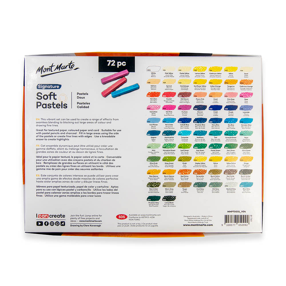 Mont Marte Weiche Pastellkreiden 72 Farben