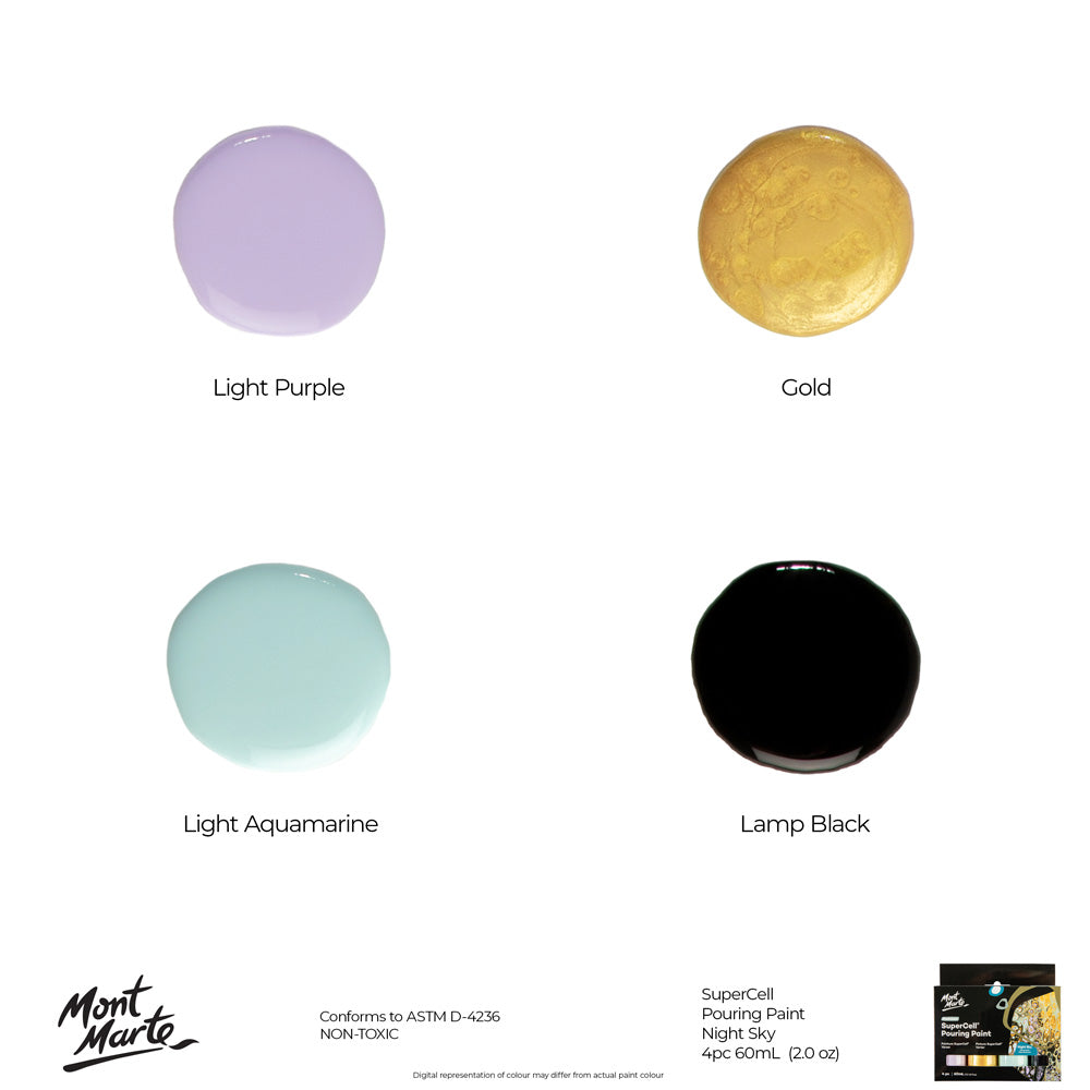 Mont Marte SuperCell® Pouring Set - Night Sky - 4x60ml in Flaschen