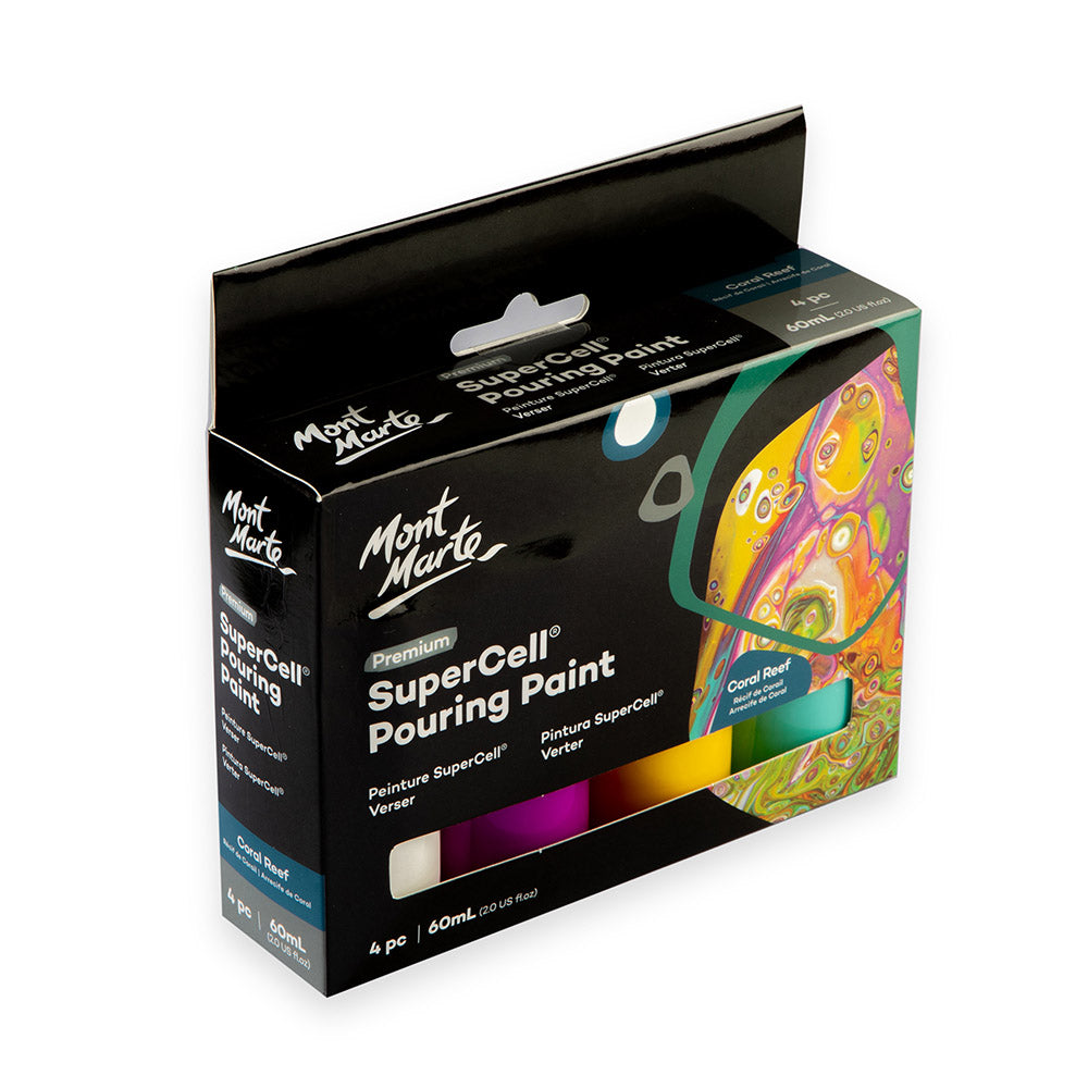 Mont Marte SuperCell® Pouring Set - Coral Reef - 4x60ml in Flaschen