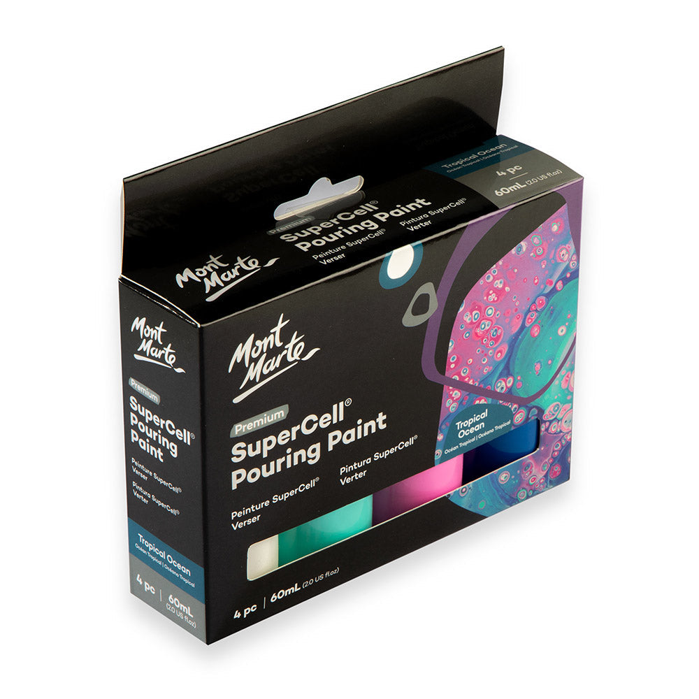 Mont Marte SuperCell® Pouring Set - Tropical Ocean - 4x60ml in Flaschen