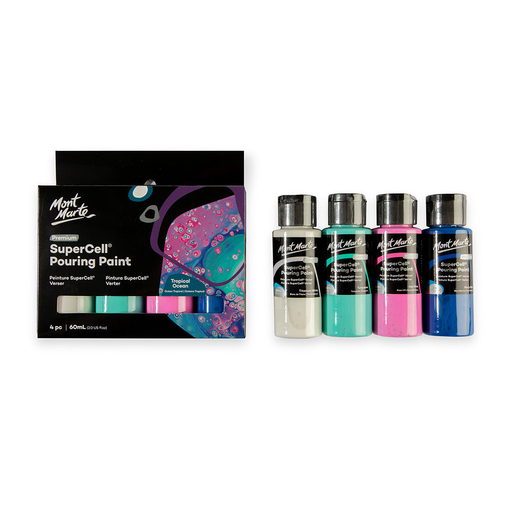 Mont Marte SuperCell® Pouring Set - Tropical Ocean - 4x60ml in Flaschen