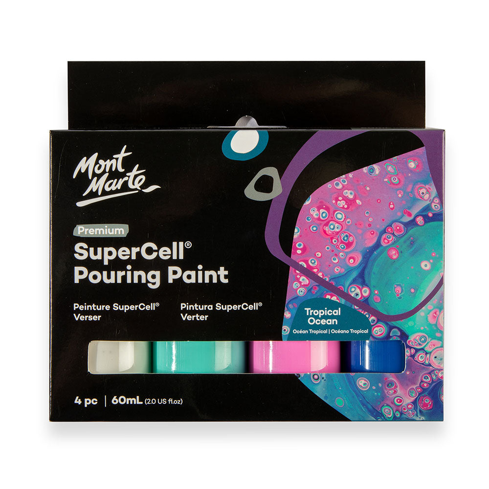 Mont Marte SuperCell® Pouring Set - Tropical Ocean - 4x60ml in Flaschen