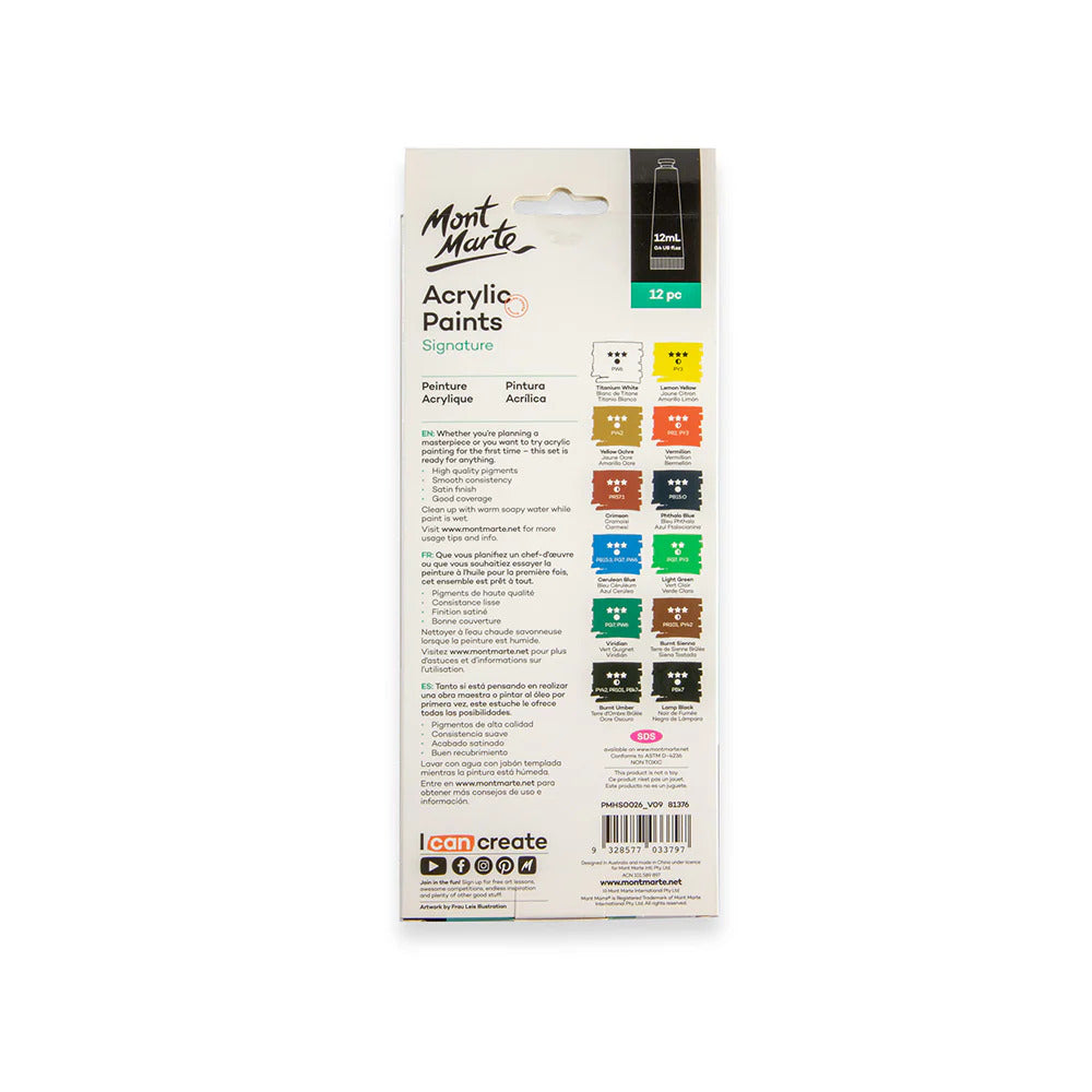 Mont Marte Acrylfarben Set 12 x 12 ml