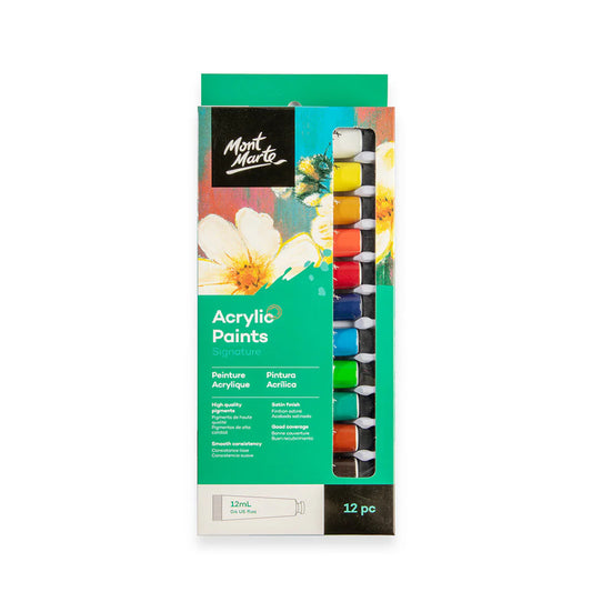 Mont Marte Signature Acrylfarben Set – 12 Farben à 12 ml - SETL