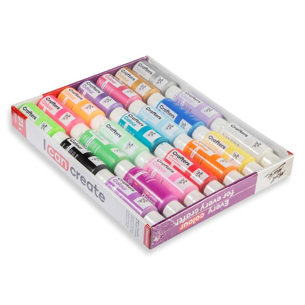 Mont Marte Acrylfarben Set 21 x 60 ml – inkl. Fluor- & Metallic-Farben