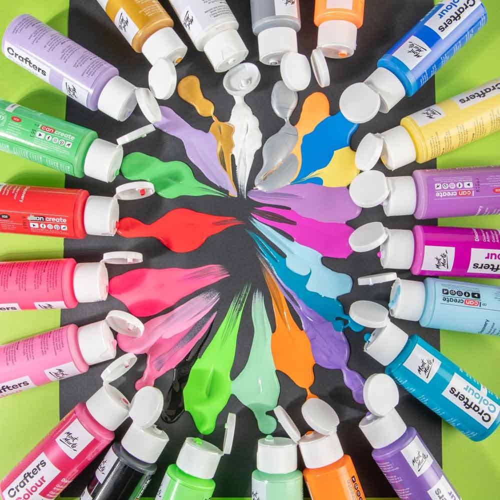 Mont Marte Acrylfarben Set 21 x 60 ml – inkl. Fluor- & Metallic-Farben