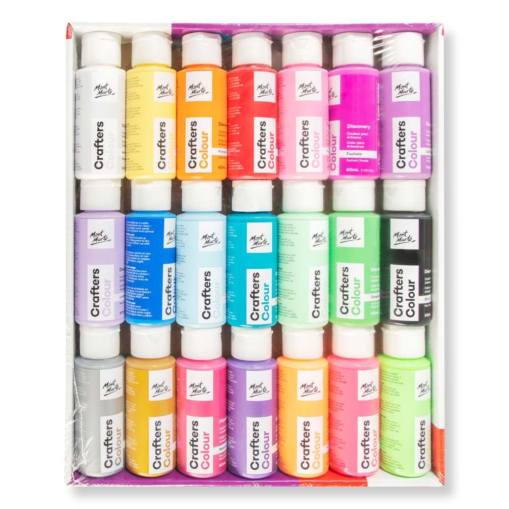 Mont Marte Acrylfarben Set 21 x 60 ml – inkl. Fluor- & Metallic-Farben