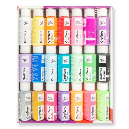 Mont Marte Acrylfarben Set 21 x 60 ml – inkl. Fluor- & Metallic-Farben - SETL