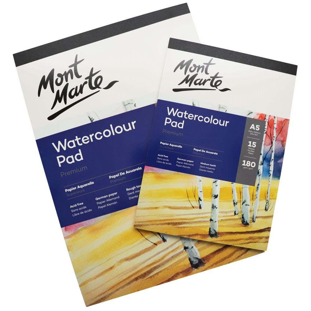 Mont Marte Aquarellblock 180 g/m² – 15 Blatt, A4