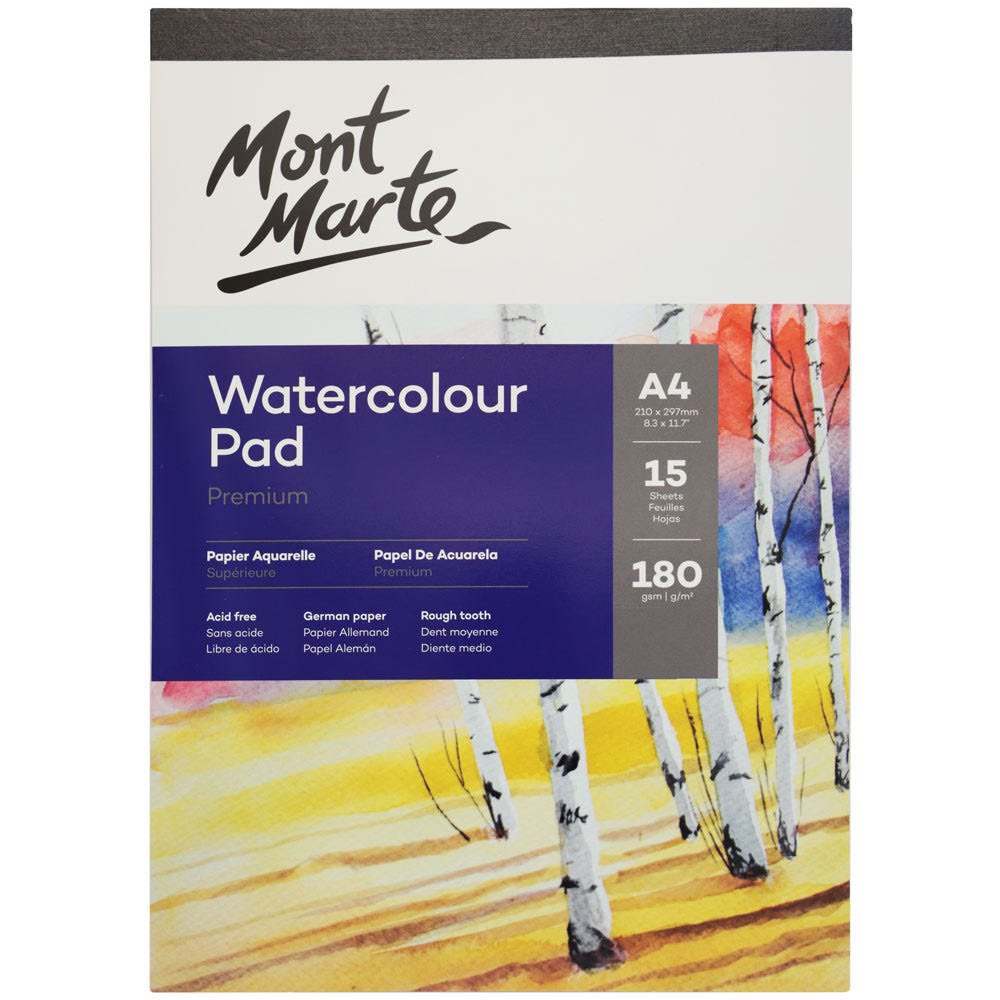 Mont Marte Aquarellblock 180 g/m² – 15 Blatt, A4