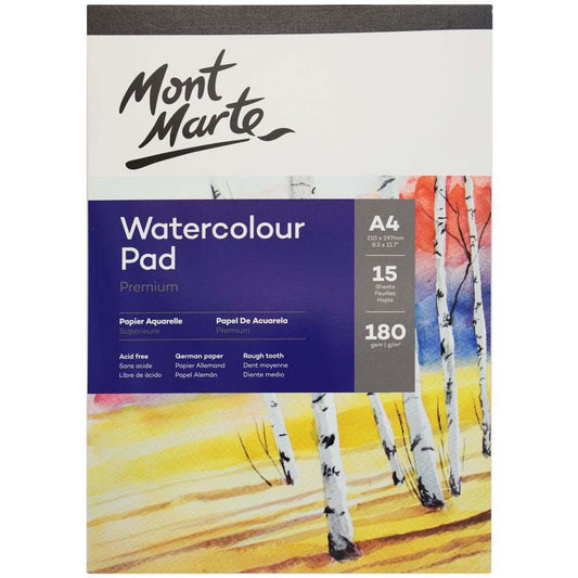 Mont Marte Aquarellblock 180 g/m² – 15 Blatt, A4 - SETL