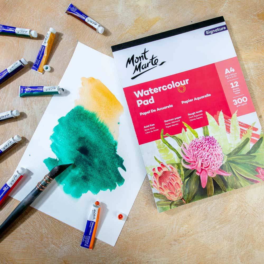 Mont Marte Aquarellblock 300 g/m² – 12 Blatt, A4