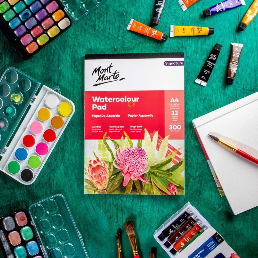 Mont Marte Aquarellblock 300 g/m² – 12 Blatt, A4