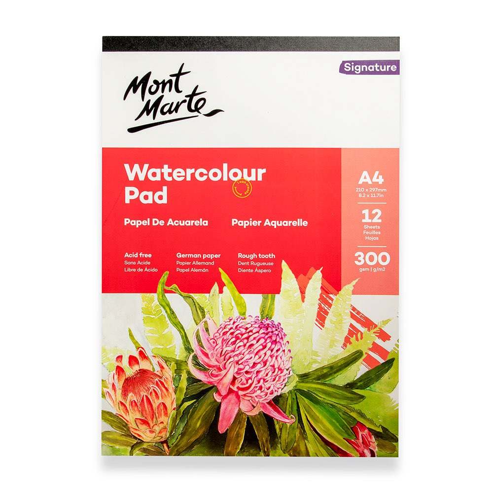 Mont Marte Aquarellblock 300 g/m² – 12 Blatt, A4