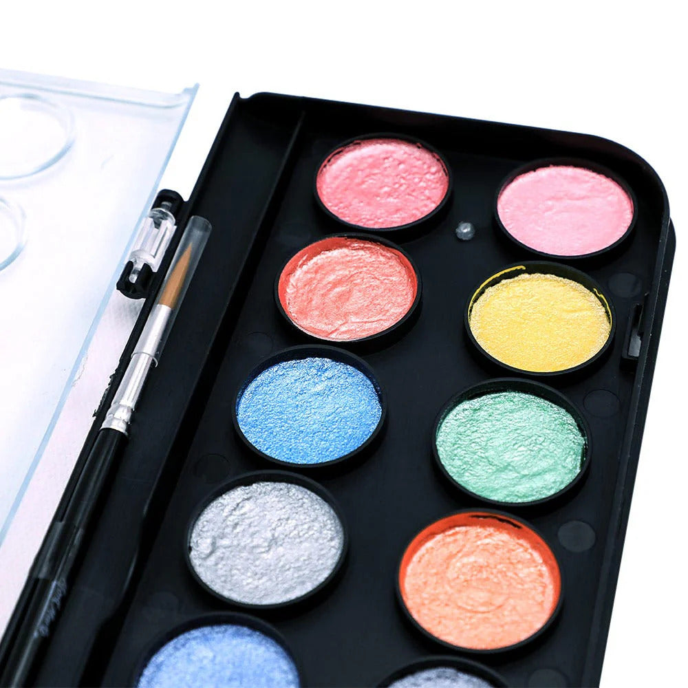 Mont Marte Metallic Aquarellfarben Set 16 Farben mit Pinsel