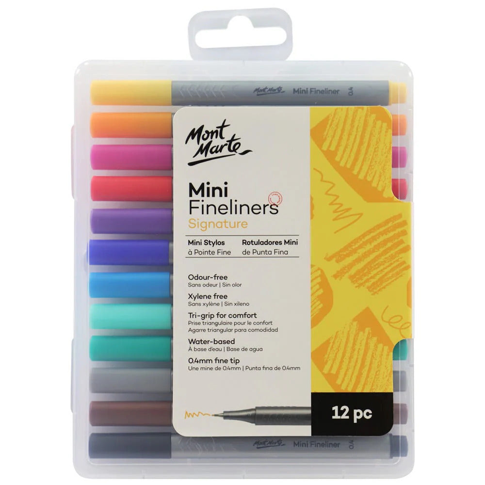 Mont Marte Mini Fineliner 12-teilig – 0,4 mm Spitze - SETL