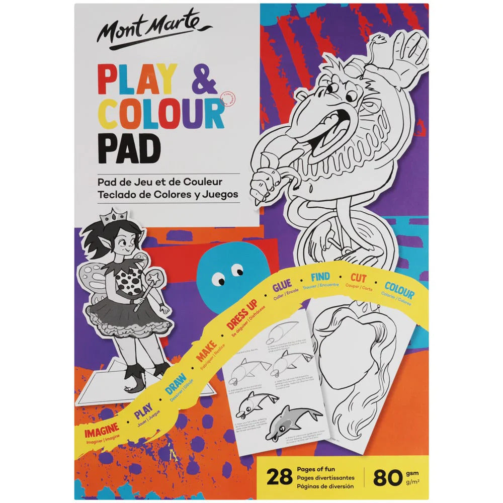Mont Marte Play & Colour Pad A4 – Kreativblock mit 28 Seiten, 80 gm² - SETL