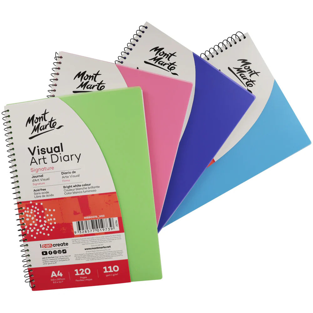 Mont Marte Visual Art Diary A4 – 110 g/m², 120 Seiten, Spiralbindung