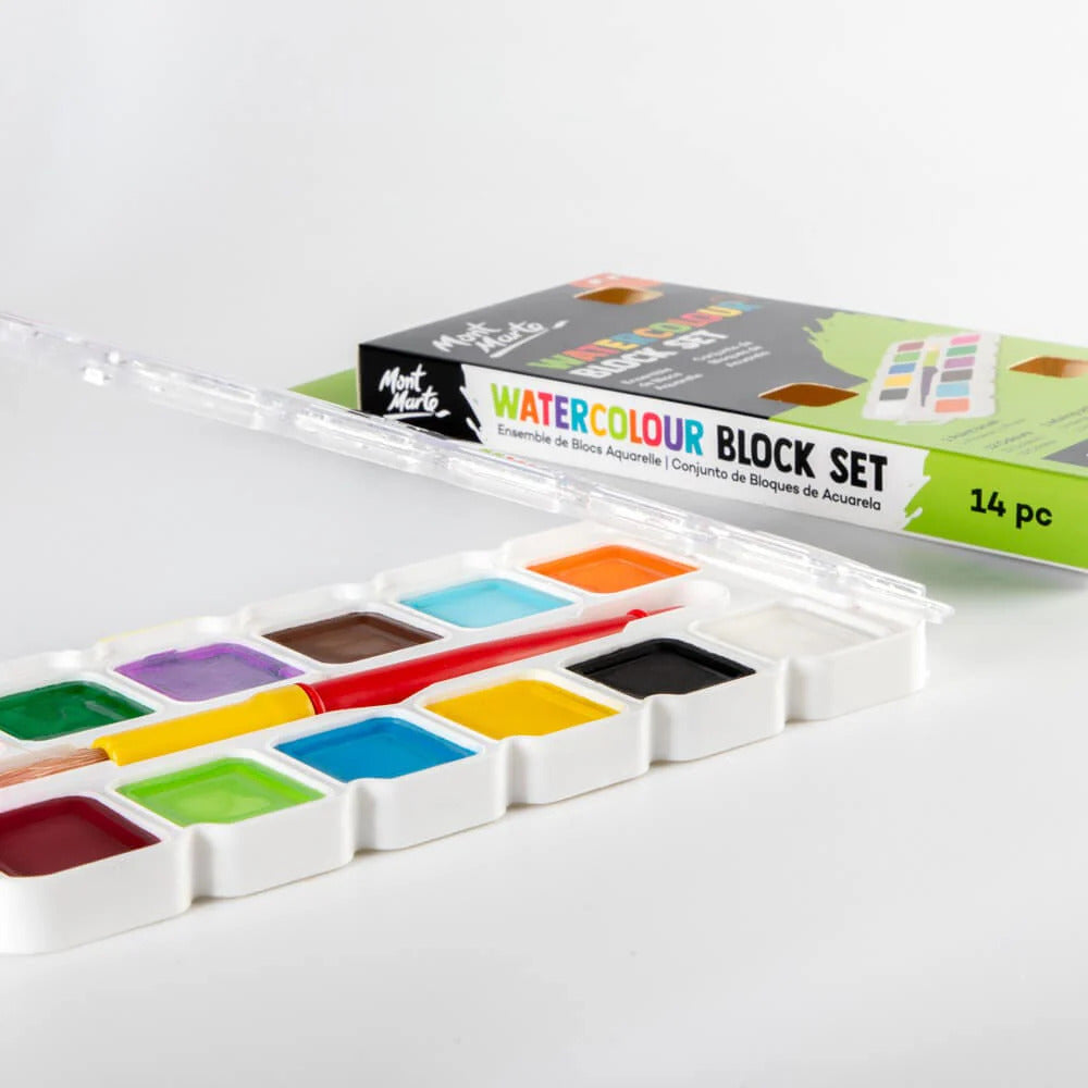 Mont Marte Wasserfarben Set – 12 Farben mit Pinsel - SETL