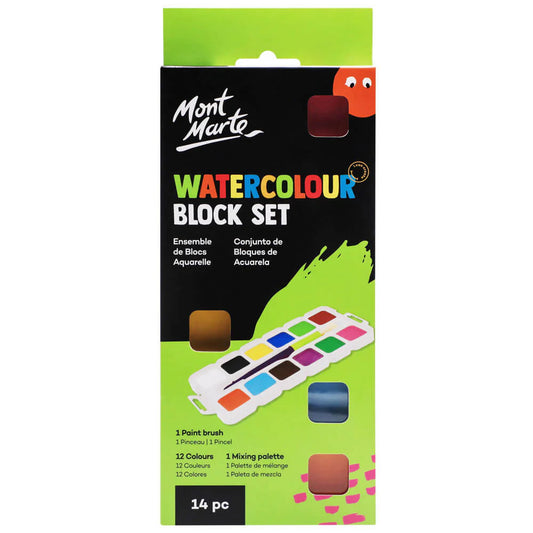 Mont Marte Wasserfarben Set – 12 Farben mit Pinsel - SETL