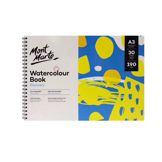 Mont Marte Aquarellbuch 190 g/m² – 30 Blatt, A3/A4/A5 - SETL