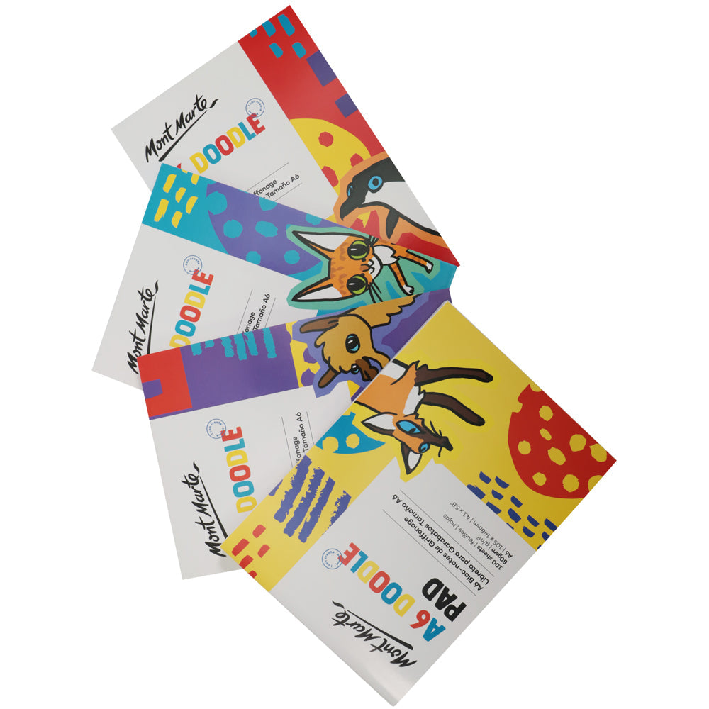 Mont Marte Doodle Pad A6 – kompakter Zeichenblock mit 100 Blatt, 80 g/m²