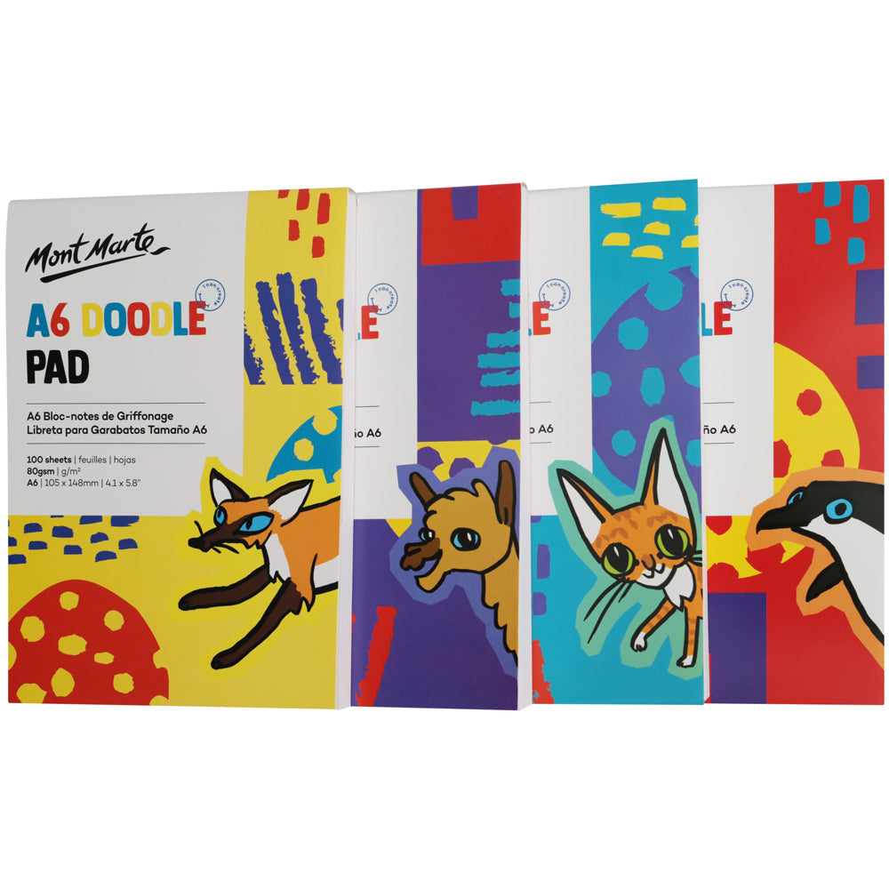 Mont Marte Doodle Pad A6 – kompakter Zeichenblock mit 100 Blatt, 80 g/m²