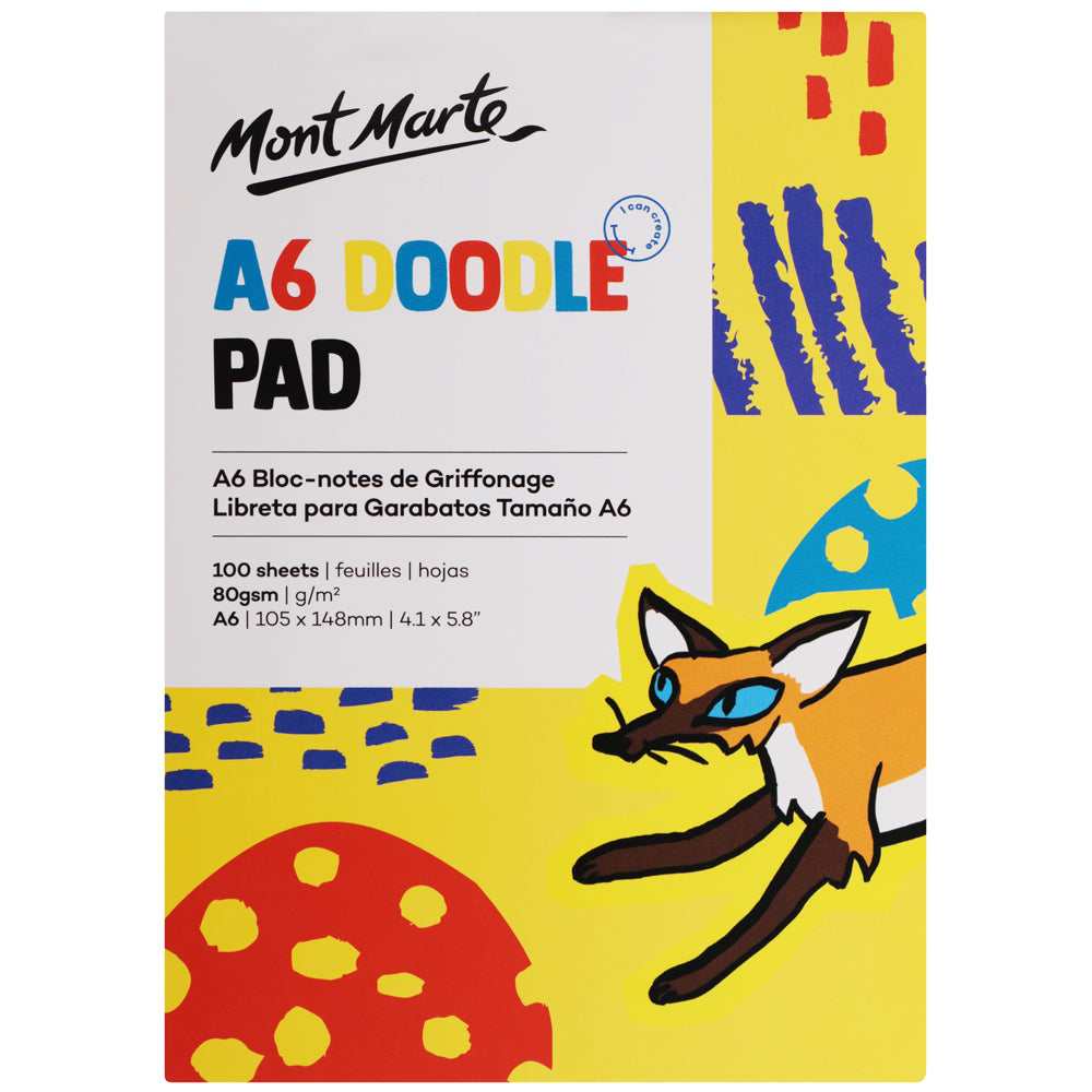 Mont Marte Doodle Pad A6 – kompakter Zeichenblock mit 100 Blatt, 80 g/m²