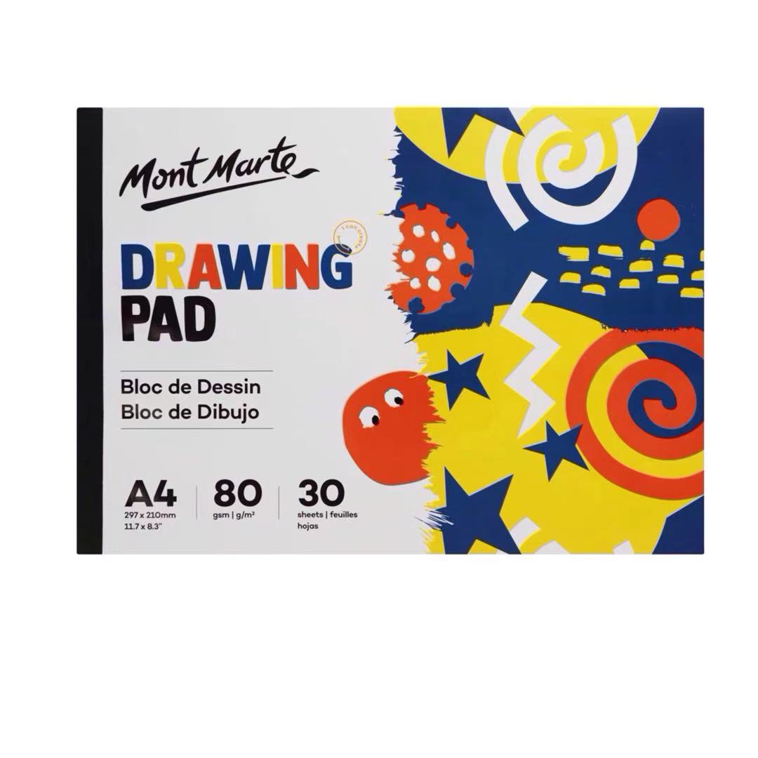 Mont Marte Drawing Pad A4 – Zeichenblock mit 30 Blatt, 80 g/m² - SETL