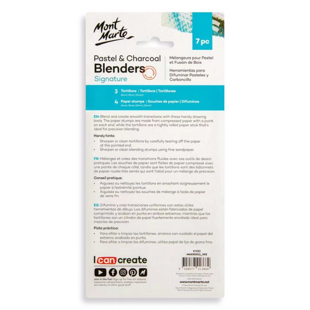 Mont Marte Papierwischer Set 7-teilig für Kohle, Pastell & Graphit - SETL