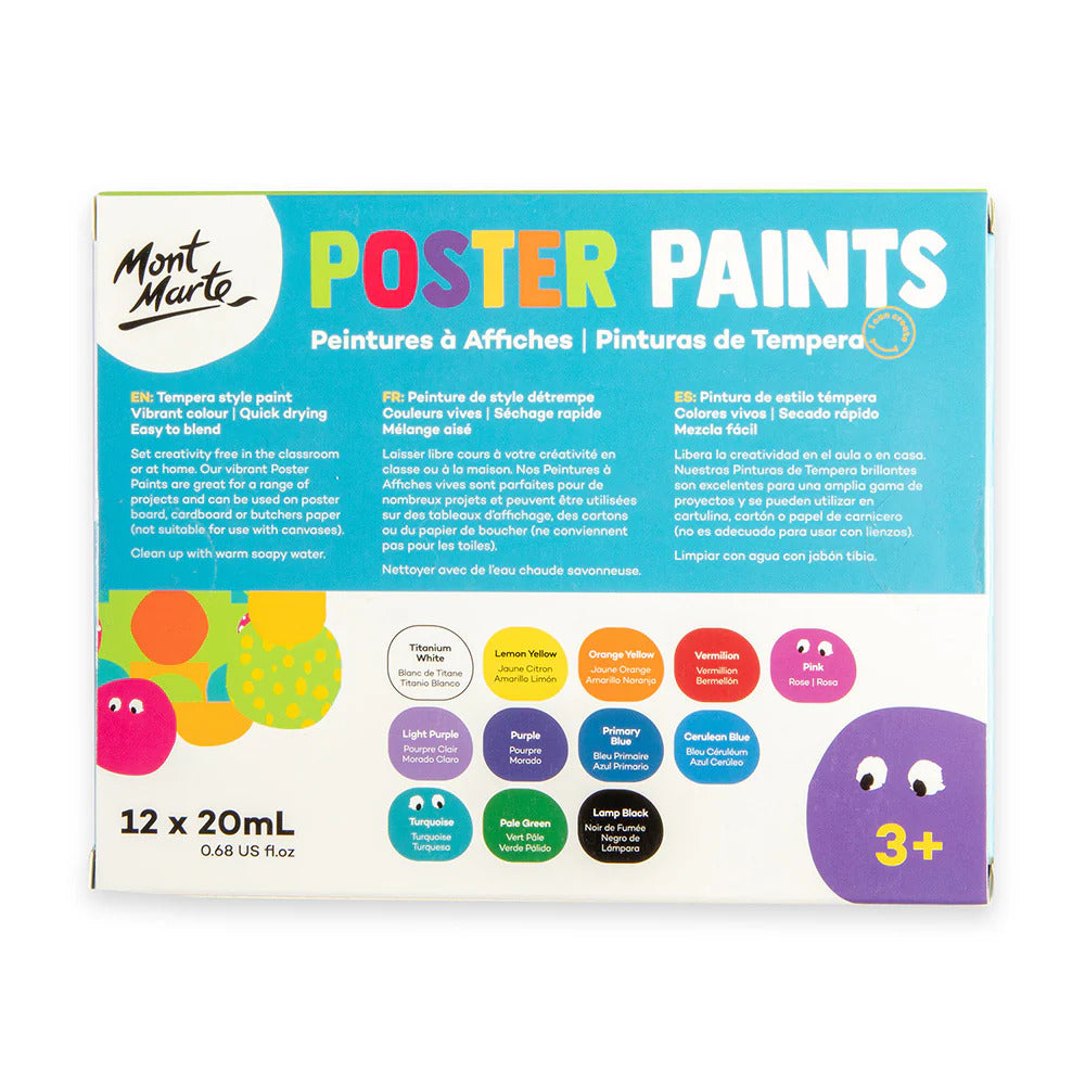 Mont Marte Posterfarben Set – 12 / 24 Farben à 20 ml