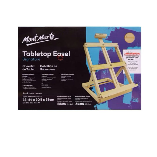 Mont Marte Tischstaffelei aus Kiefernholz – klappbar, für Leinwände bis 58 cm - SETL