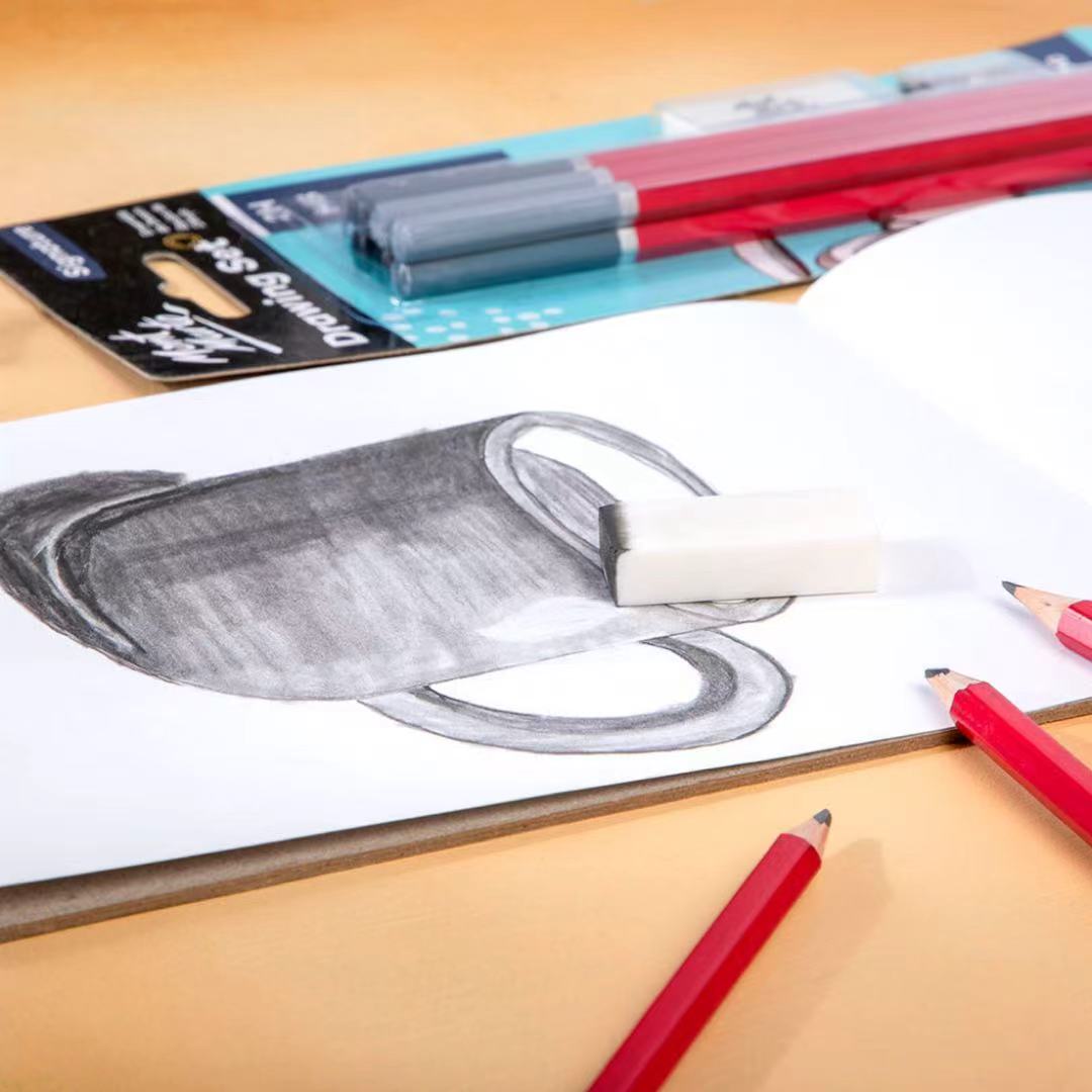 Mont Marte Zeichenset 8-teilig mit 6 Graphitstiften, Radierer & Spitzer - SETL