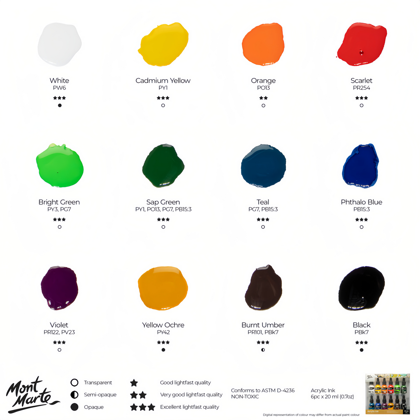 Mont Marte Premium Acryl Ink Set – 6 / 12 Farben