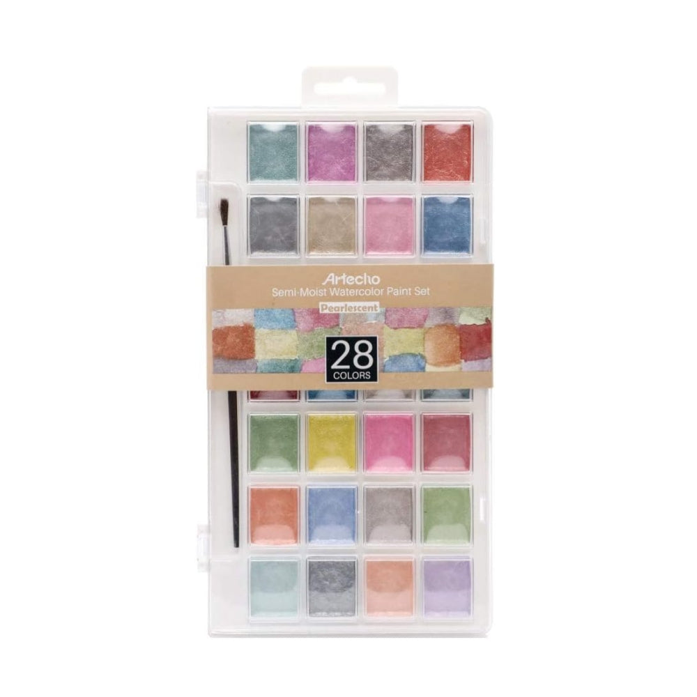 Artecho 28 Perlglanz-Metallic Farben mit Pinsel - SETL
