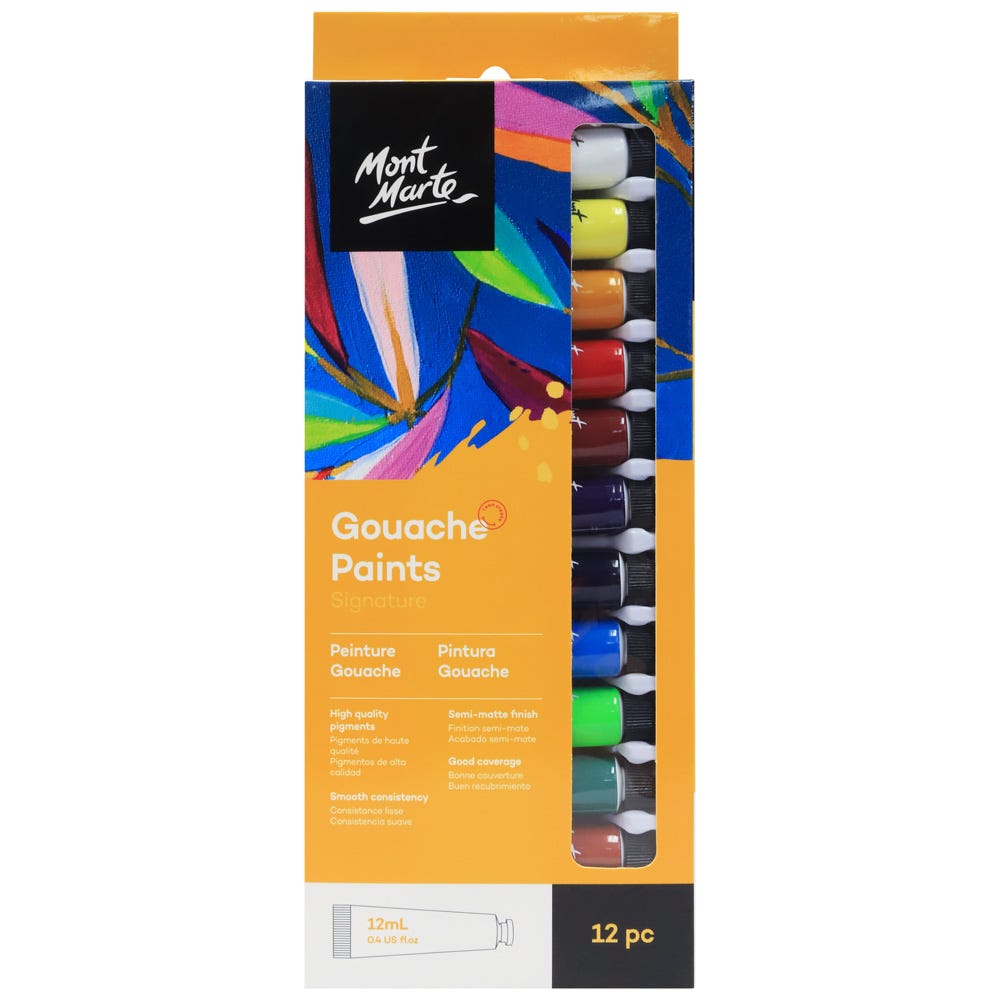 Mont Marte Gouachefarben Set – 12 / 24 x 12ml Tuben - SETL
