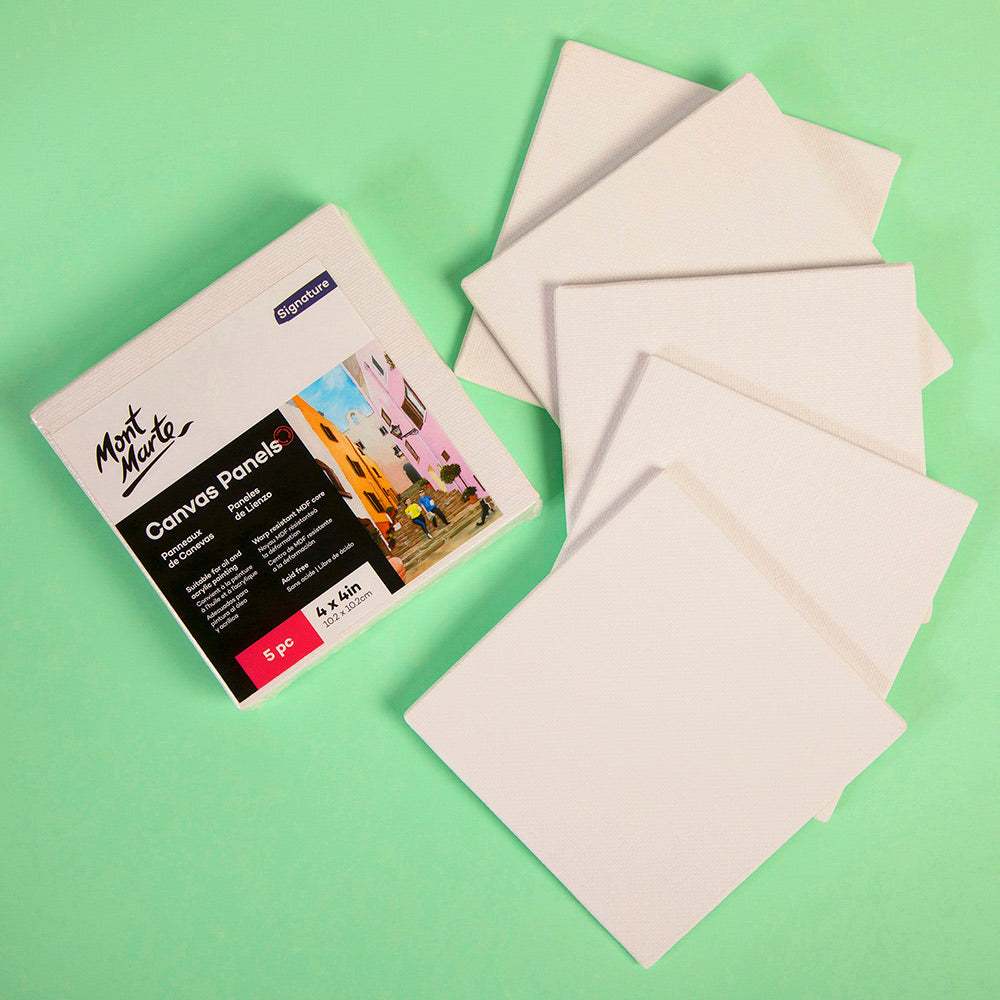 Mont Marte Leinwandplatten 10,2 x 10,2 cm, 5er Set