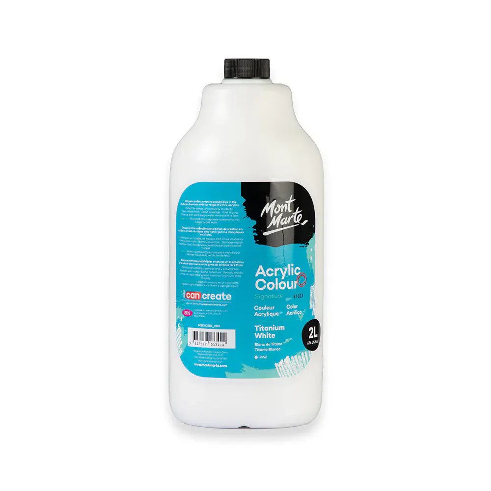 Mont Marte Signature Acrylfarbe - Titanweiß -2L Flasche - SETL