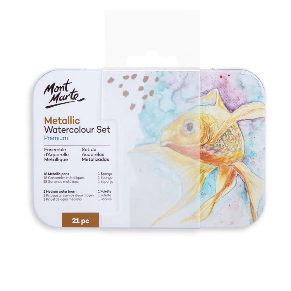 Mont Marte Metallic Aquarellfarben Set - 18 Farben - SETL