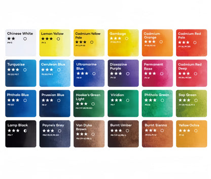 Artecho Aquarellfarben Set - 24 Farben, 1 Wassertankpinsel und 10 Aquarellpapiere