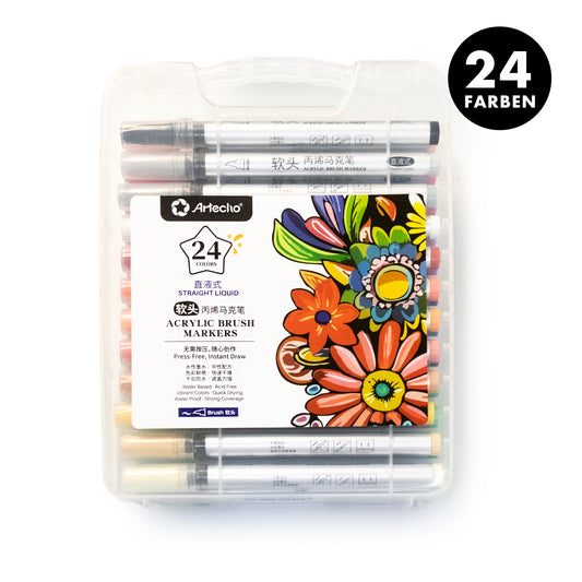 Artecho Acrylstifte Set – 24 / 48 Farben – Direktflüssig & Wasserfest