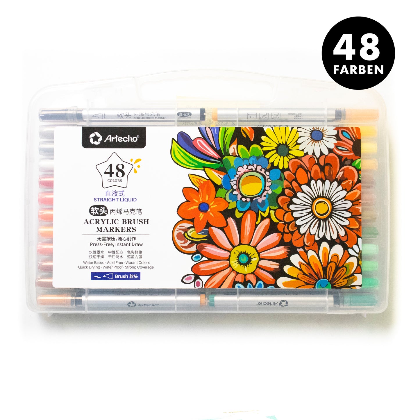 Artecho Acrylstifte Set – 24 / 48 Farben – Direktflüssig & Wasserfest