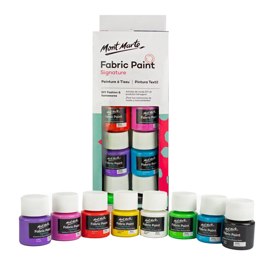 Mont Marte Textilfarben Set - 8 / 12 / 20 x20ml in Dosen - SETL