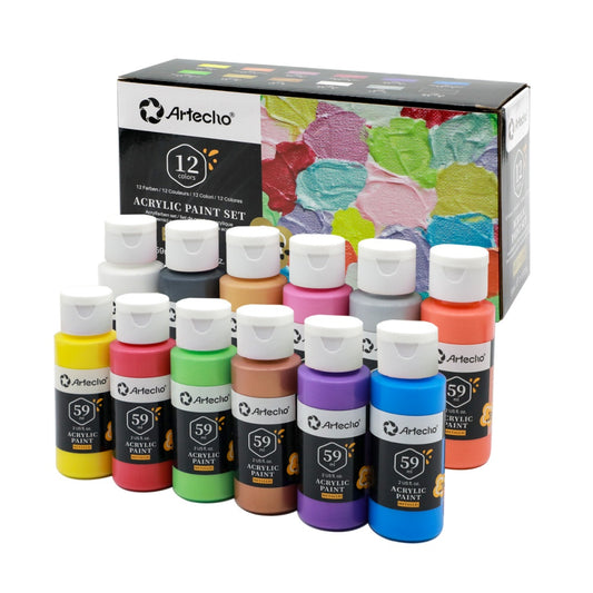 Artecho Acrylfarben Set Metallic -  12× 59 ml in Flaschen