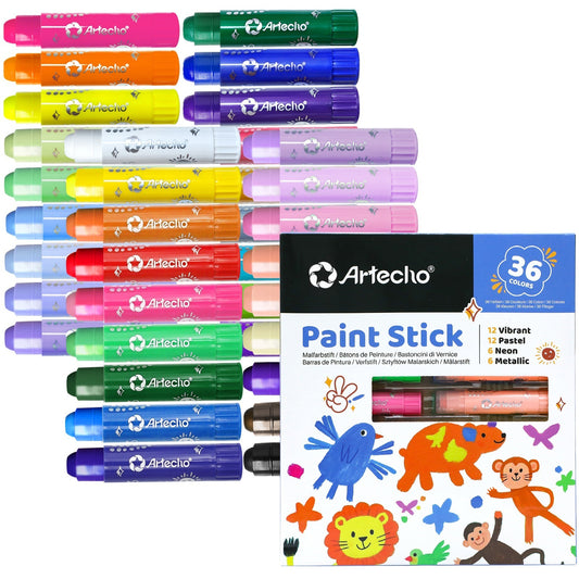 Artecho Temperastifte Set – 36 Farben inkl. Pastell, Neon & Metallic