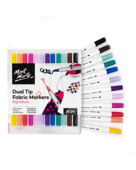 Mont Marte Signature Textilmarker  – 12 Farben, Dual Tip - SETL