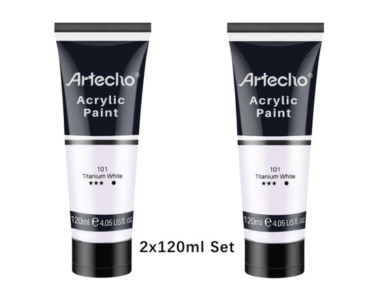Artecho Acrylfarbe 2 x 120ml – Weiß, Schwarz, Golden, Silber & mehr Farben verfügbar