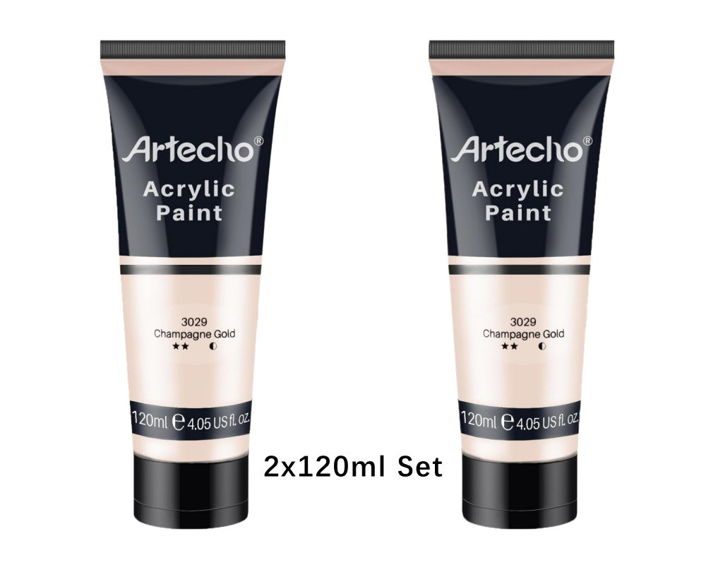 Artecho Acrylfarbe 2 x 120ml – Weiß, Schwarz, Golden, Silber & mehr Farben verfügbar